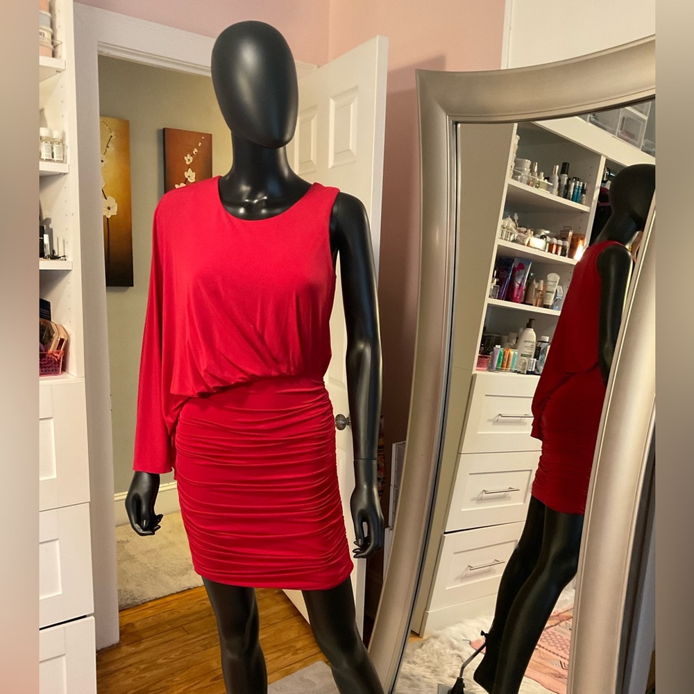 BCBG Red Draped Cocktail dress XS